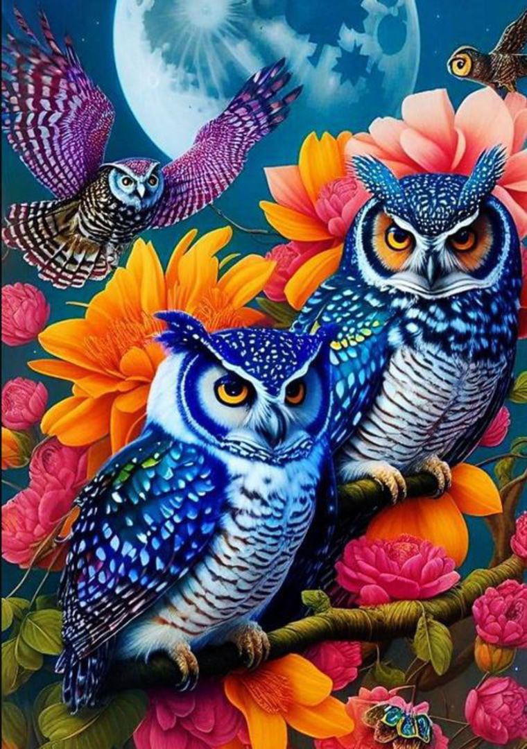 Beautiful Owls [9] Nine Baseplates Pixelhobby Mini Mosaic Art Kit image 0